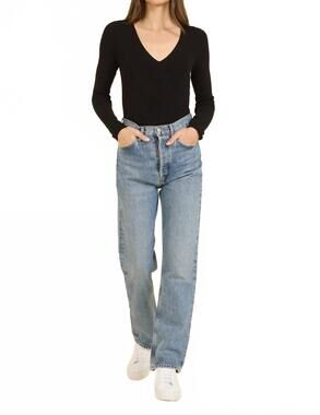NEW ONE GREY DAY hollie v-neck bodysuit in black